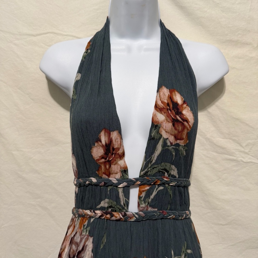 ILLA ILLA Dark Teal Floral Maxi Dress Size S - Picture 3 of 8